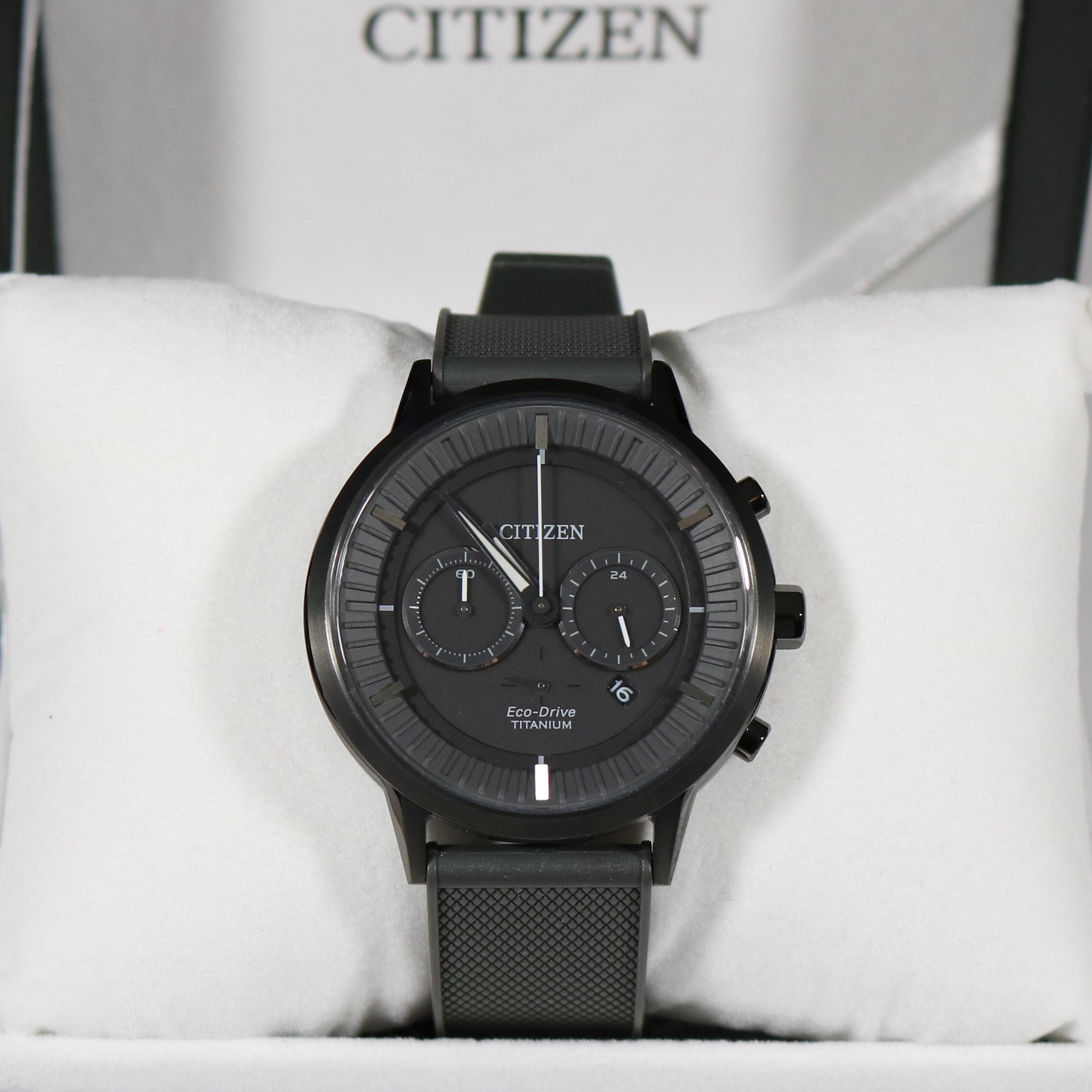 Citizen Eco-Drive Titanium Black Rubber Strap Men's Watch CA4405-17H