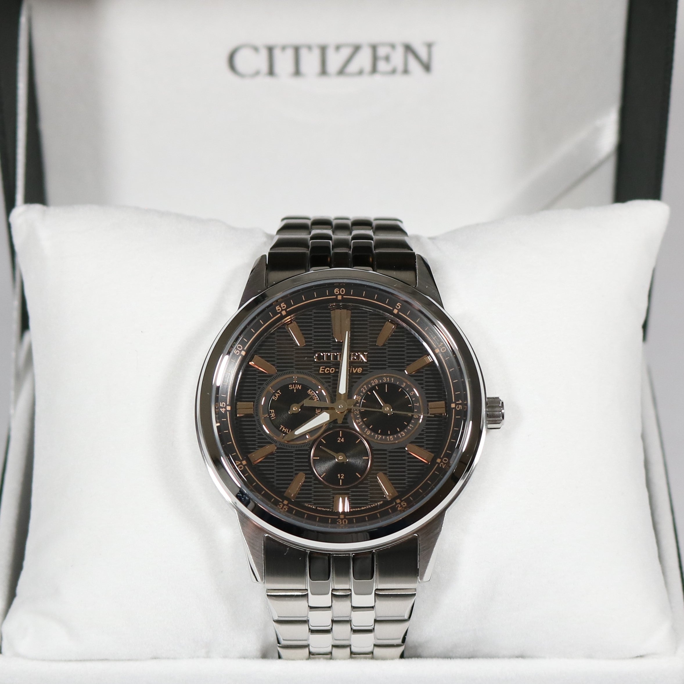 Citizen Eco-Drive Stainless Steel Black Dial Men's Watch BU2071-87E