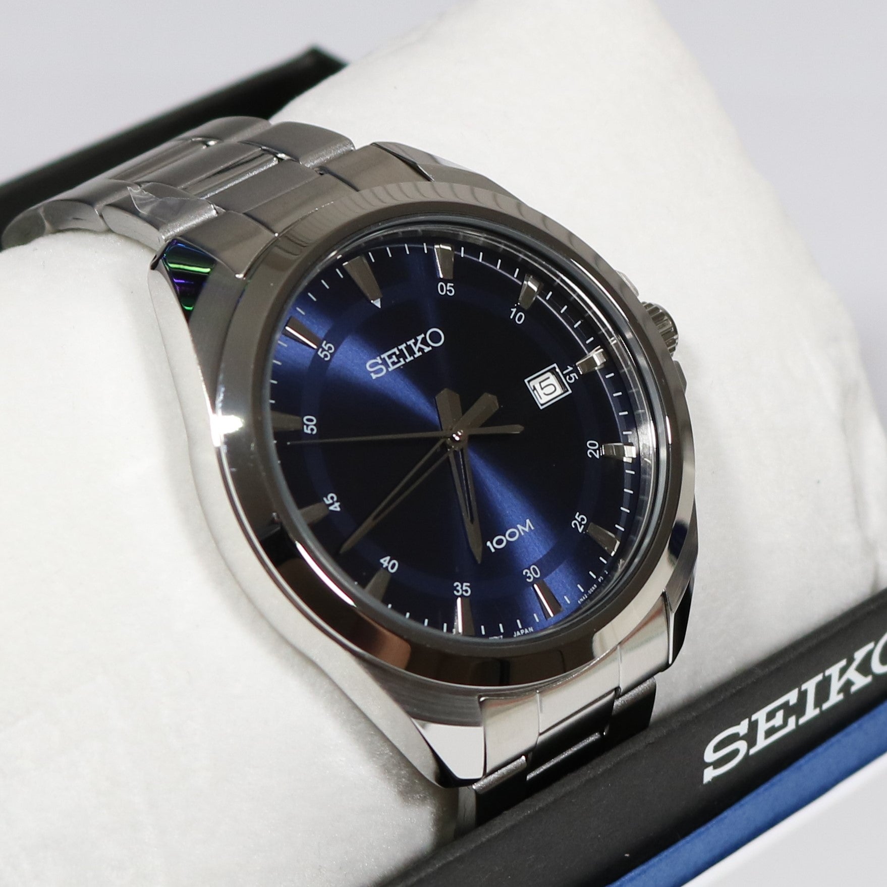 Seiko Men's Stainless Steel Blue Dial Quartz Watch SUR207P1 - Chronobuy