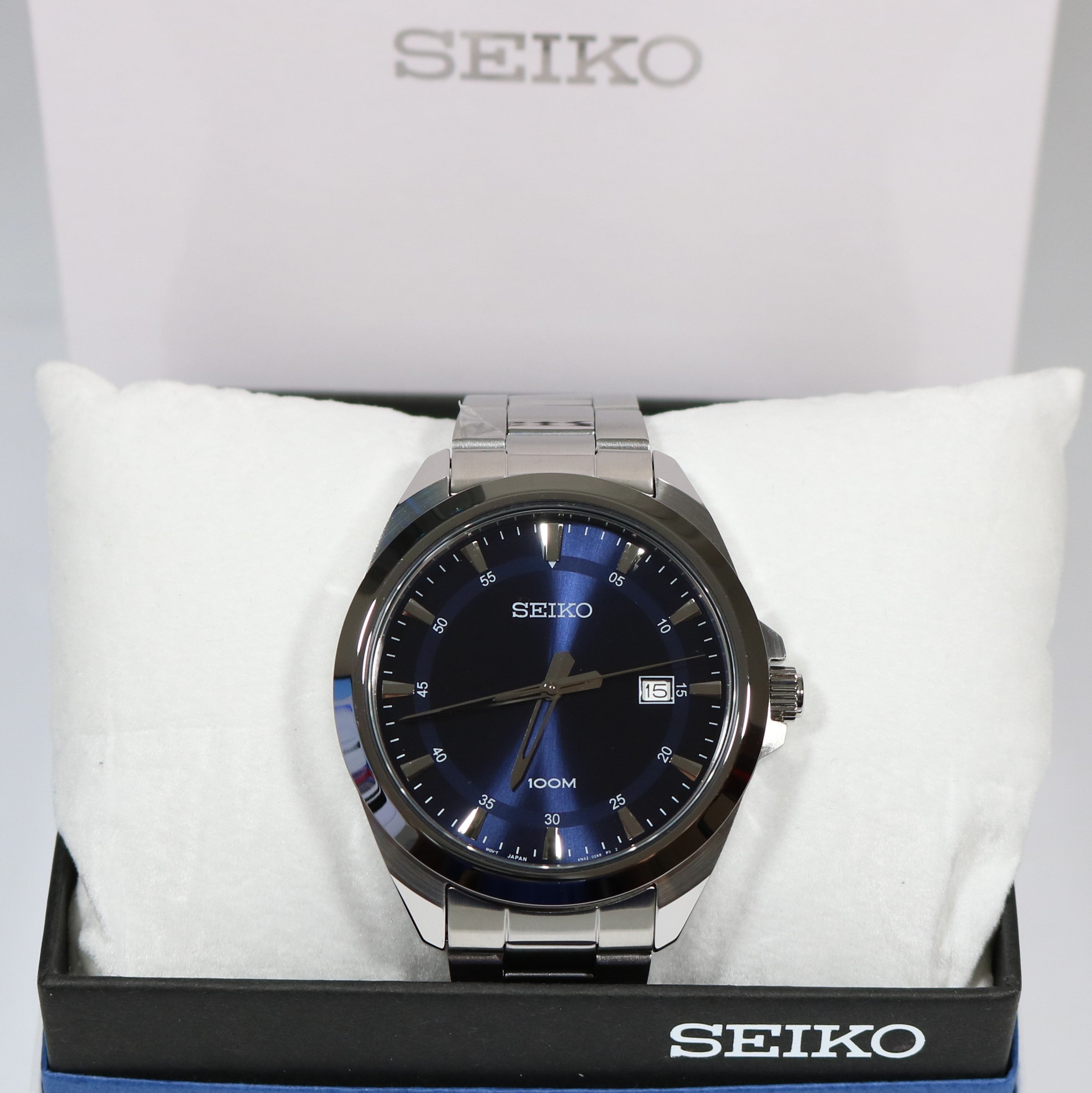 Seiko Men's Stainless Steel Blue Dial Quartz Watch SUR207P1 - Chronobuy