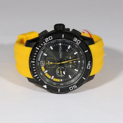 Nautica Quartz Black Dial Yellow Rubber Strap Men's Sports Watch A19629G