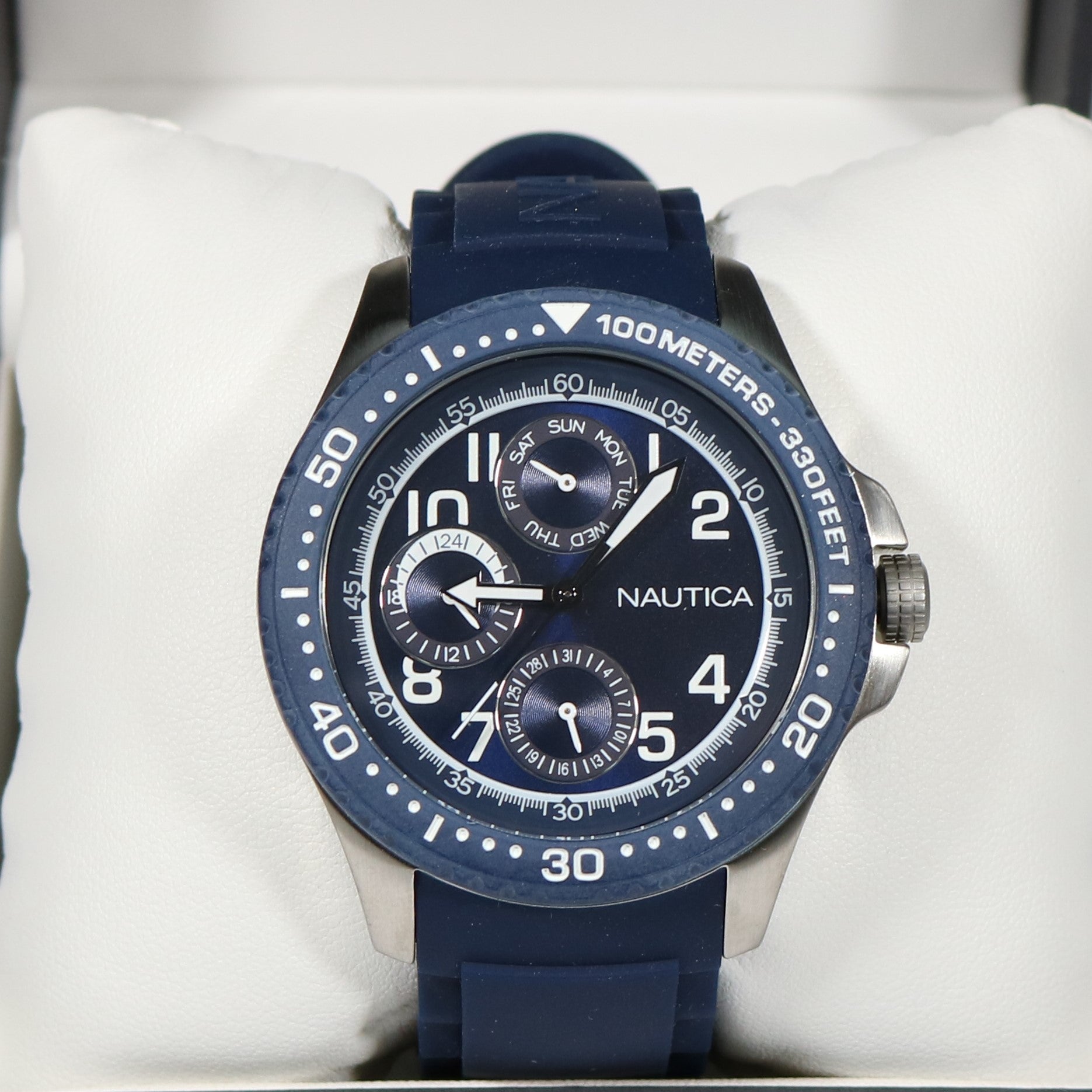 Nautica Quartz Blue Dial Multi-Function Rubber Strap Men's Watch A13686G