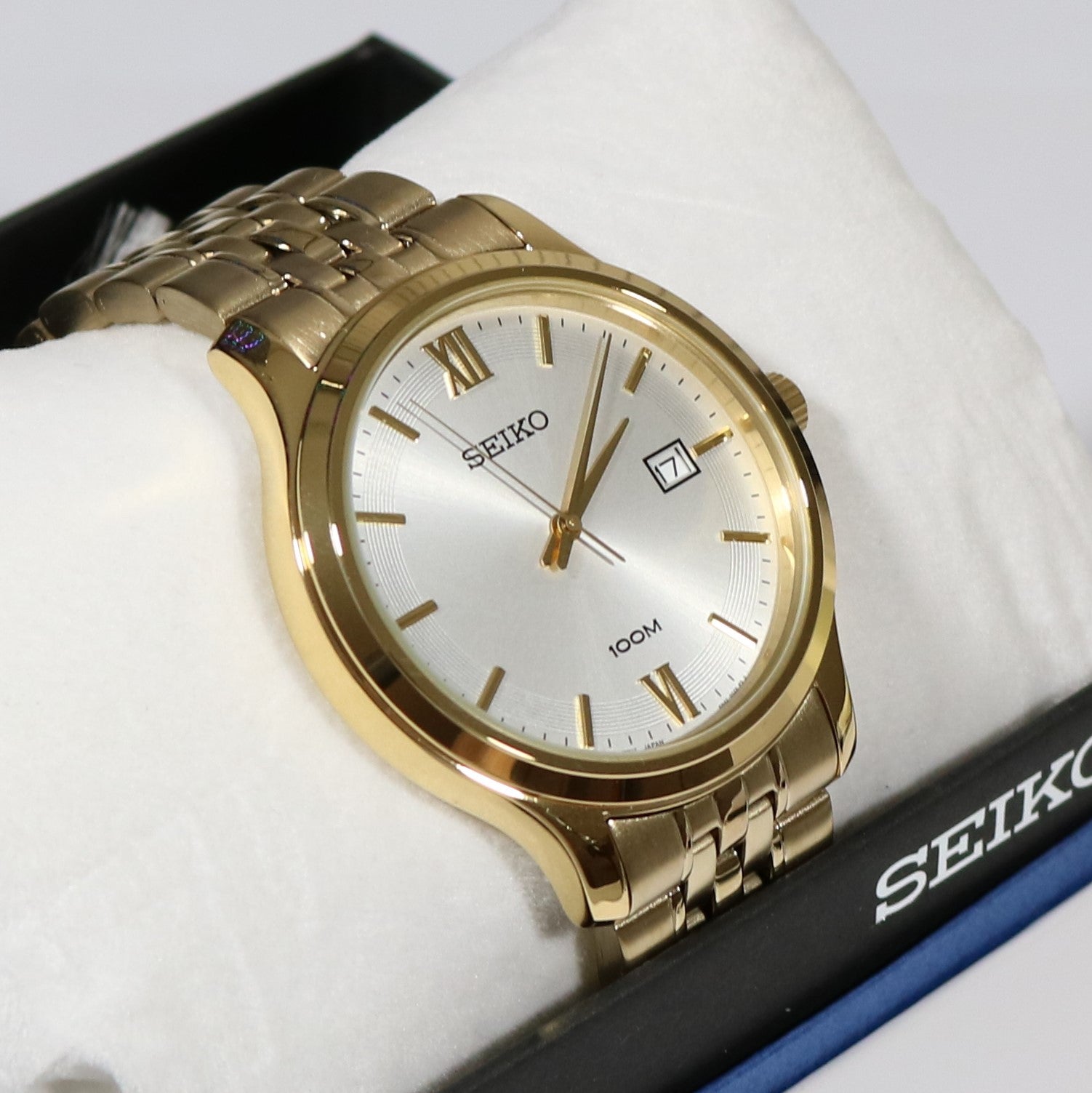 Seiko Men's Classic Gold Tone White Dial Quartz Watch SUR224P1 - Chronobuy