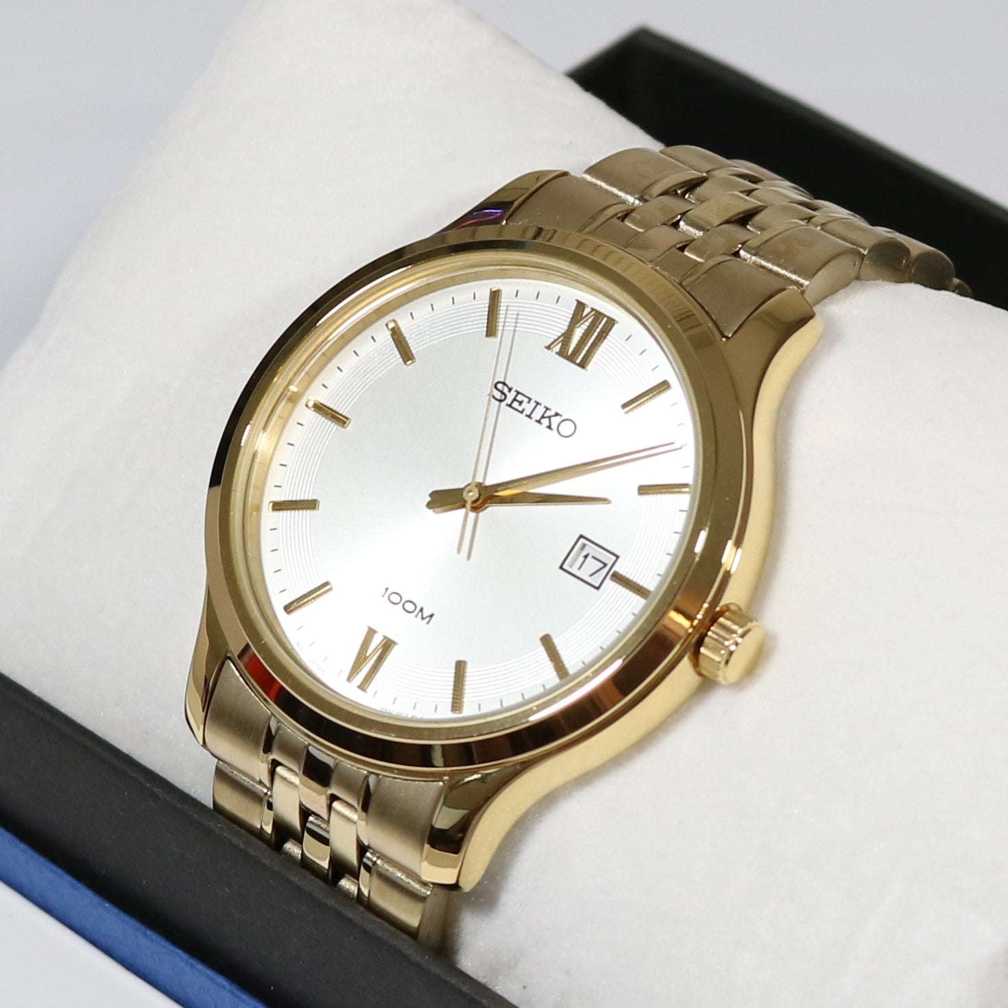 Seiko Men's Classic Gold Tone White Dial Quartz Watch SUR224P1 - Chronobuy