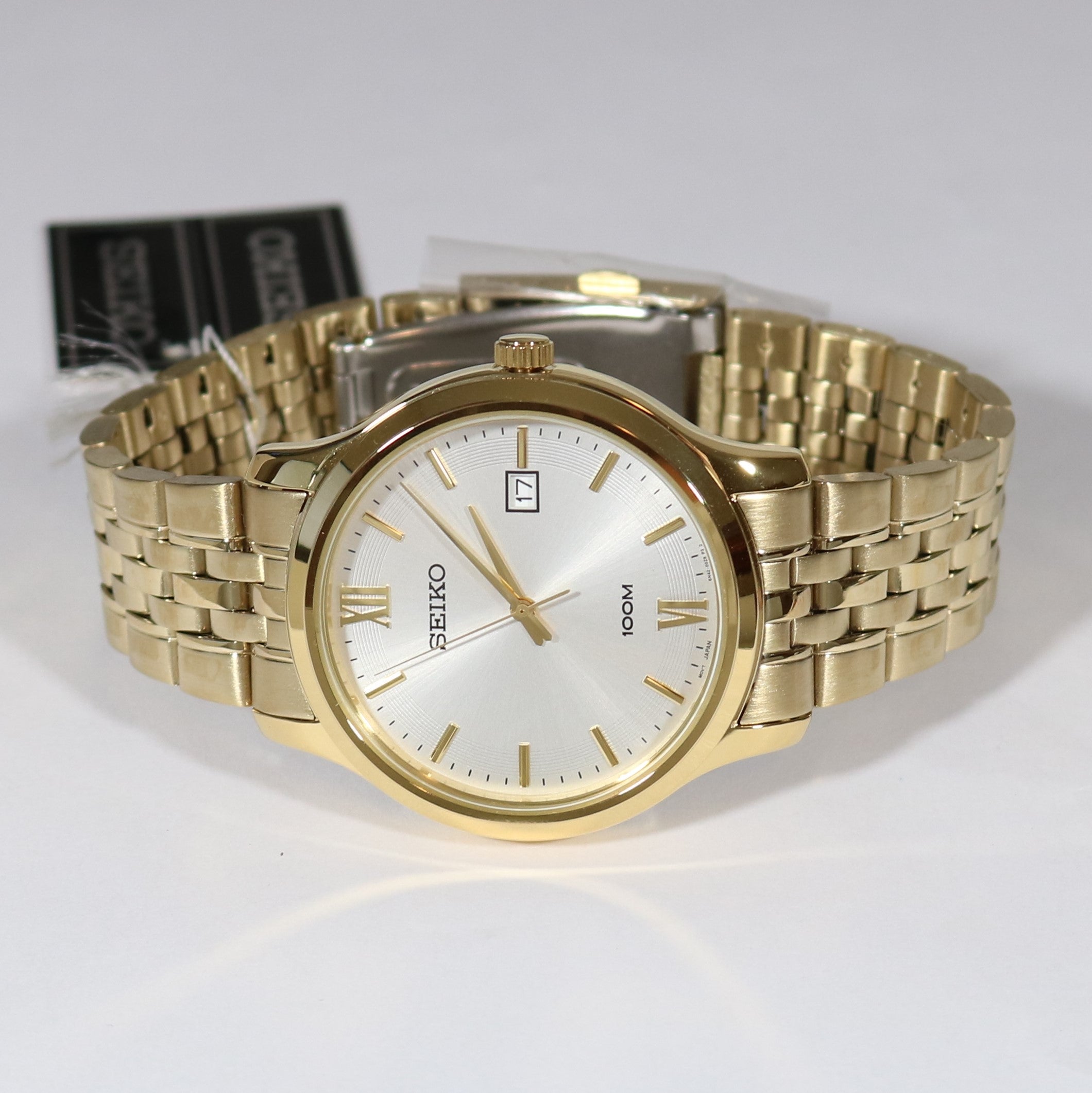 Seiko Men's Classic Gold Tone White Dial Quartz Watch SUR224P1 - Chronobuy