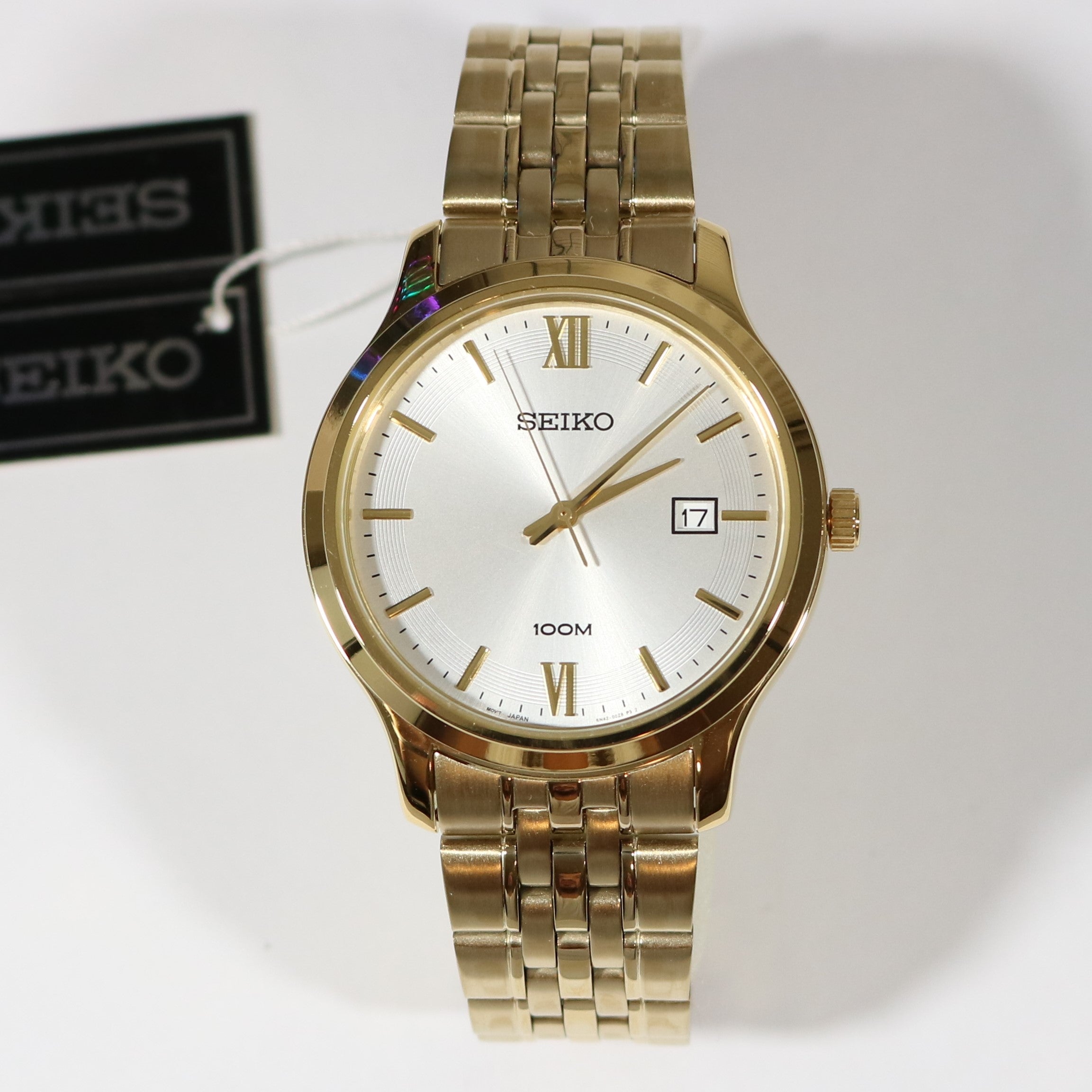 Seiko Men's Classic Gold Tone White Dial Quartz Watch SUR224P1 - Chronobuy