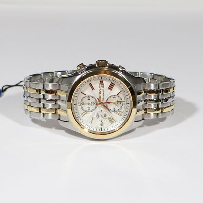 Seiko Quartz Men's Two Tone Stainless Steel Chronograph Watch SNAE32P1