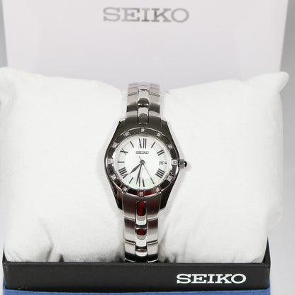 Seiko Women's Diamond Bezel Mother of Pearl Dial Watch SXDB53P1