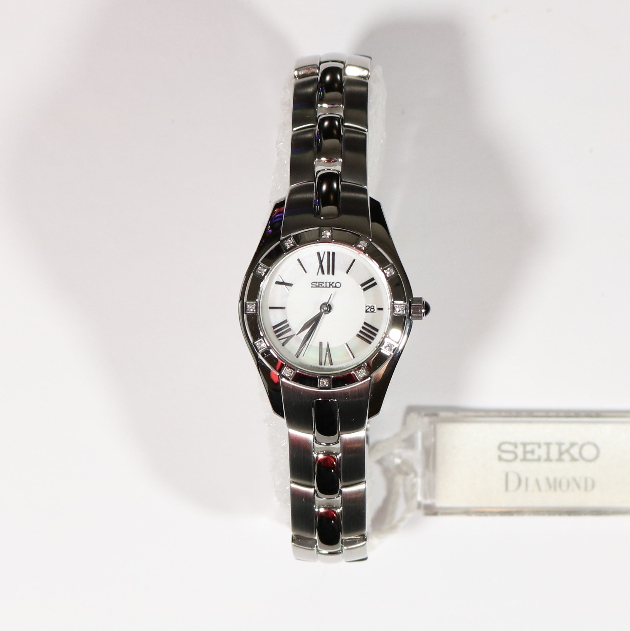 Seiko Women's Diamond Bezel Mother of Pearl Dial Watch SXDB53P1