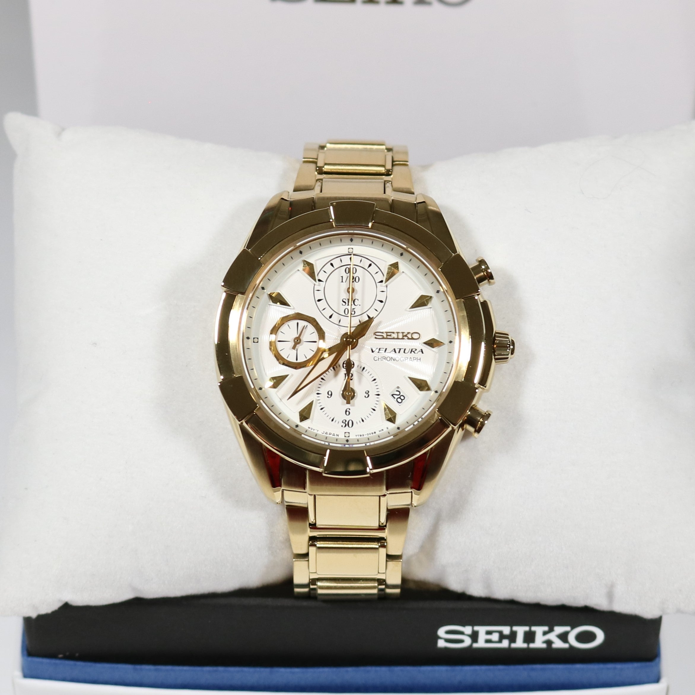 Seiko Women's Velatura Gold Tone White Dial Watch SNDW56P1