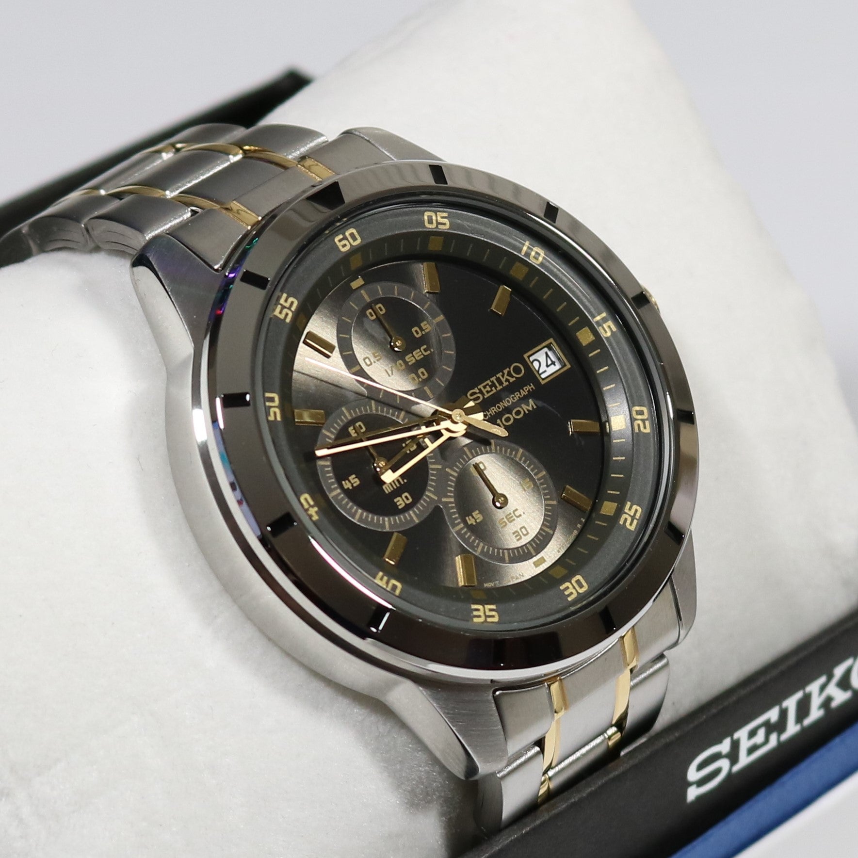 Seiko Neo Sports Black Dial Two Tone Chronograph Men's Watch SKS565P1 - Chronobuy