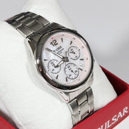 Pulsar Quartz Mother Of Pearl Dial Chronograph Women's Watch PT3089