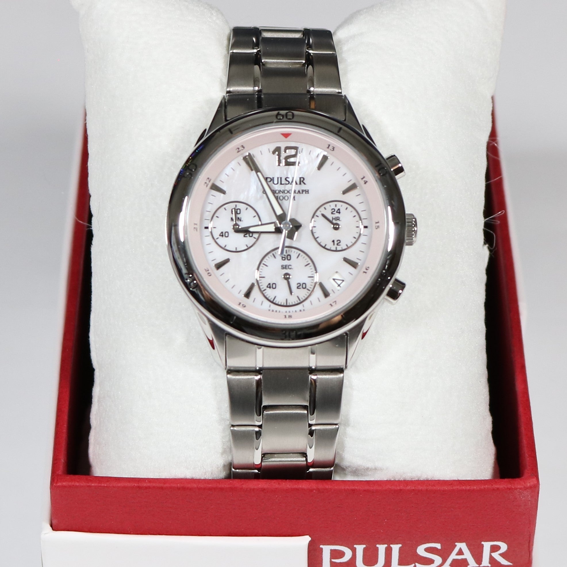 Pulsar Quartz Mother Of Pearl Dial Chronograph Women's Watch PT3089