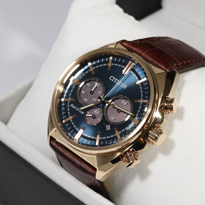 Citizen Eco-Drive Gold Tone Multi Dial Chronograph Elegant Watch CA4283-04L - Chronobuy