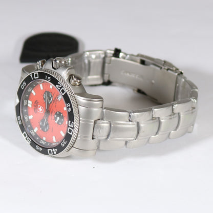 Swiss Military Stainless Steel Red Dial  Navy Diver Chronograph Men's Watch SM1833 - Chronobuy