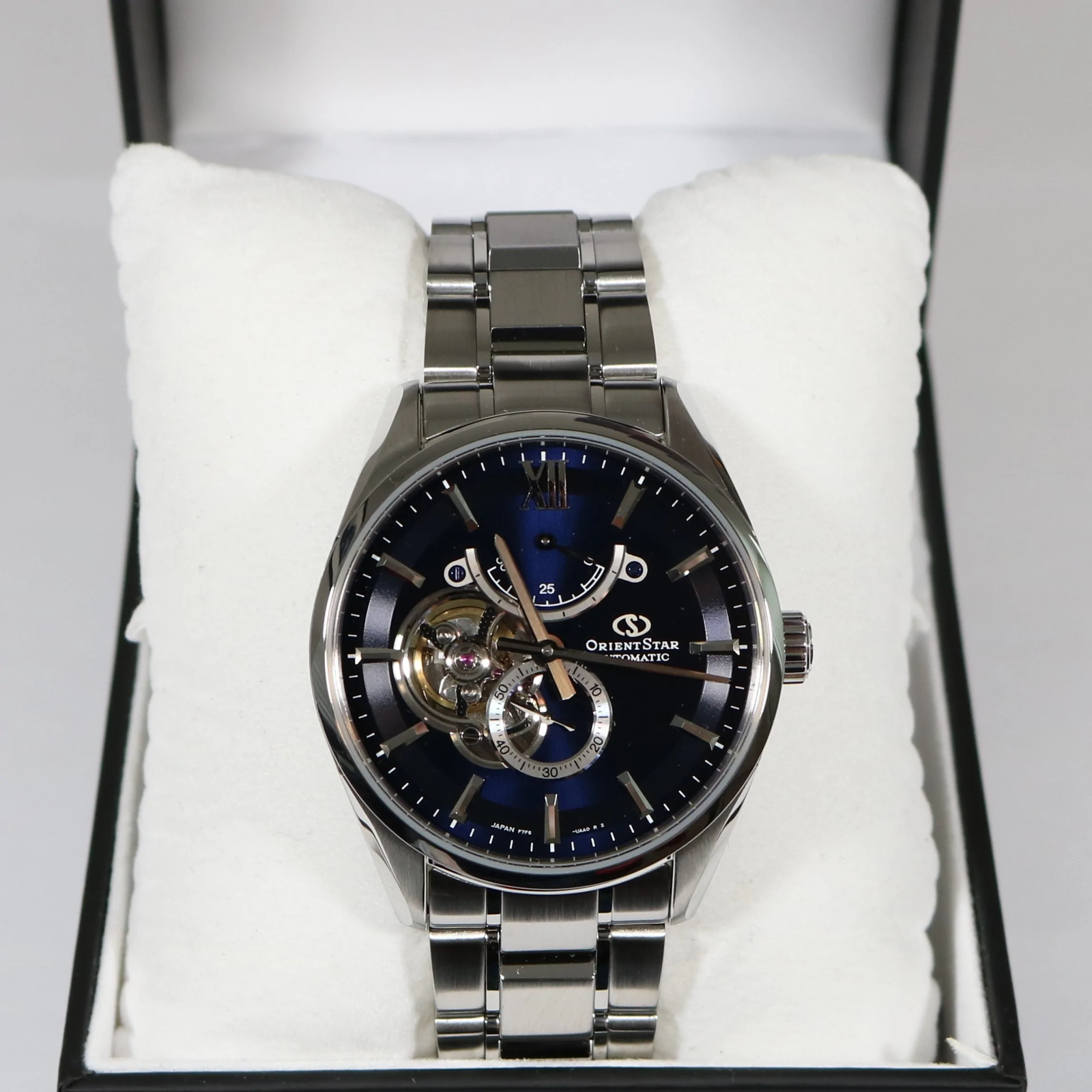 Orient Star Automatic Blue Dial Open Heart Men's Watch RE-HJ0002L00B