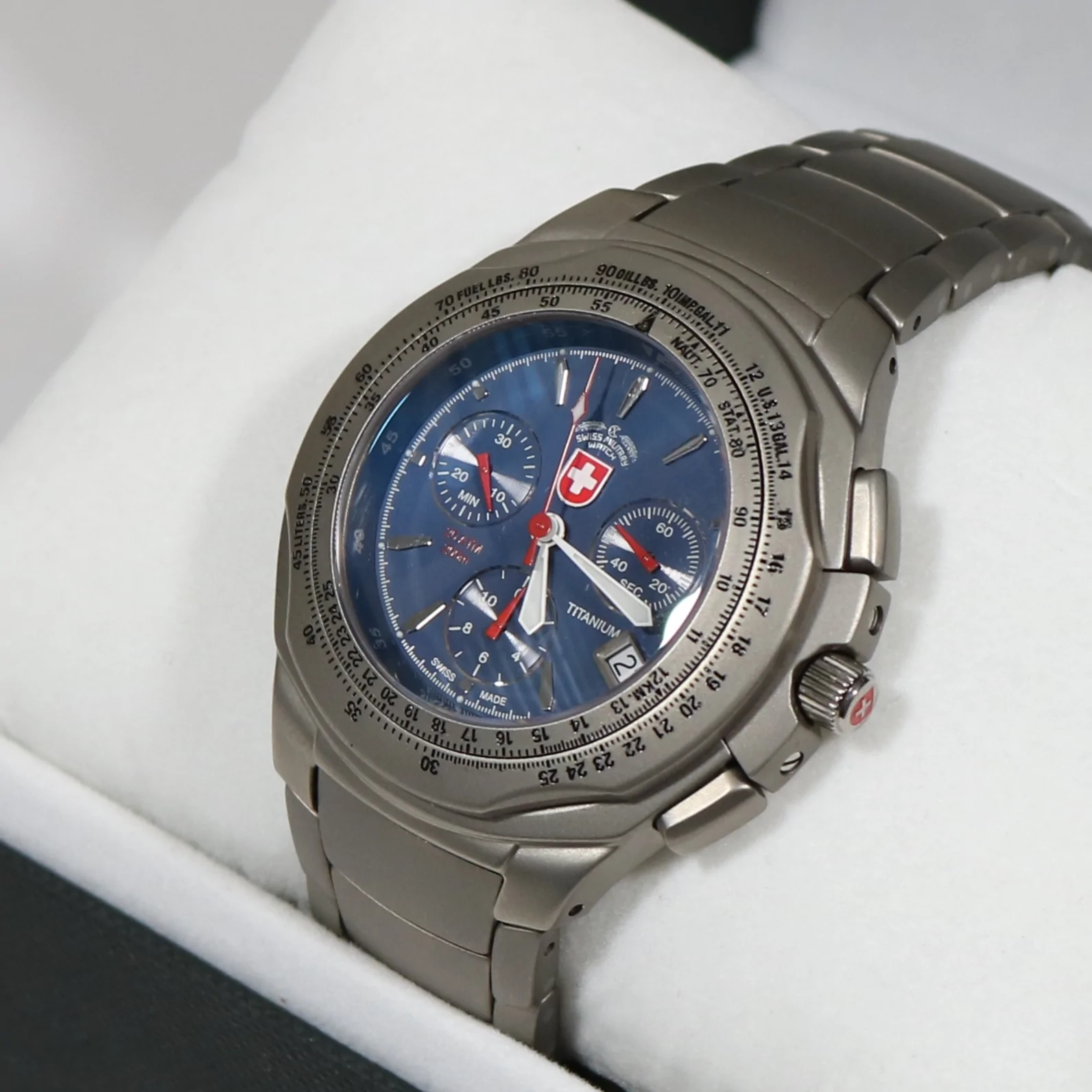 Swiss Military CX Paratrooper Titanium Blue Dial Men's Chronograph Watch SM1837