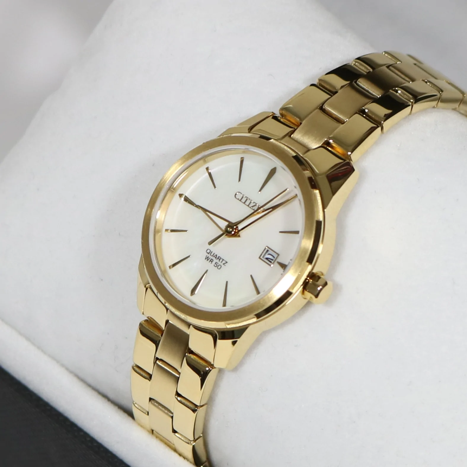 Citizen Quartz Mother Of Pearl Dial Gold Tone Women's Watch EU6072-56D